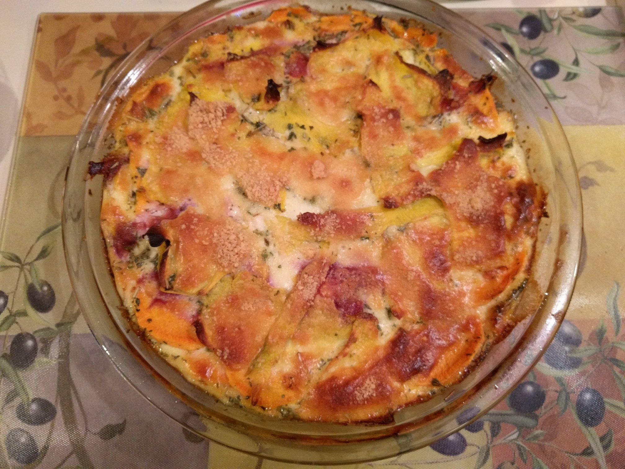 Carrot, Sweet Potato & Goat Cheese Quiche